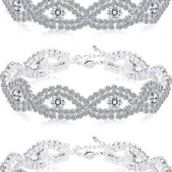 3PCS Bridal Wedding Bracelets Set Made With Clear Crystals Sets For Women Or Bridesmaids